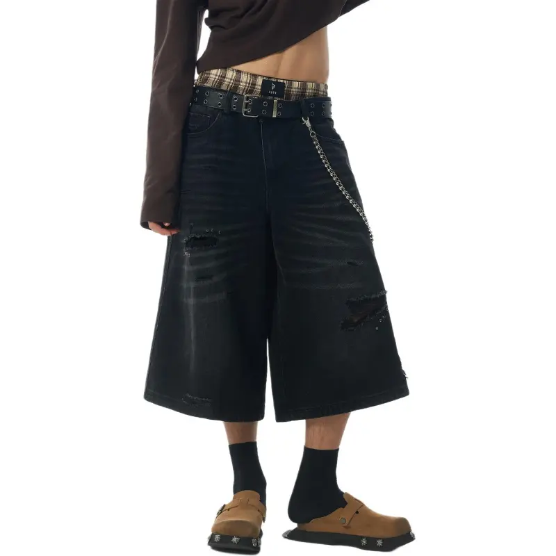 JHYQ Denim Shorts Unisex Black-2