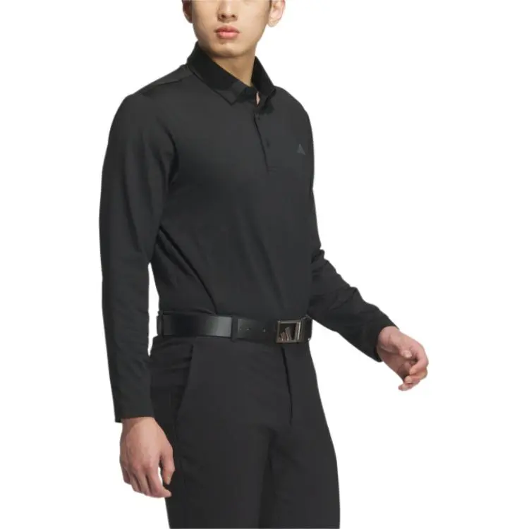 Adidas LONG SLEEVE Polo Shirt Men's Black-2