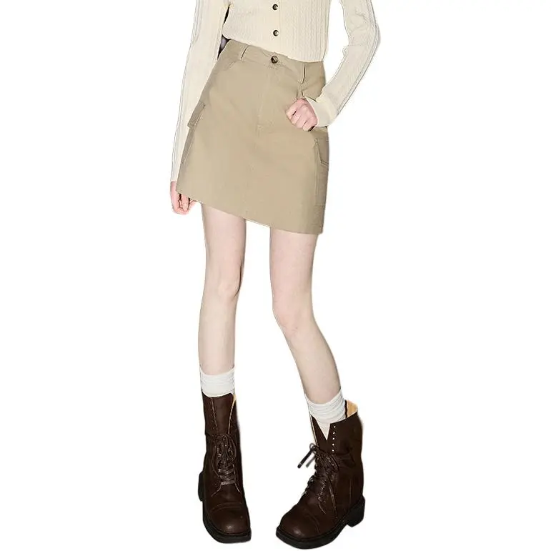 KUHNMARVIN Cargo Short Skirts Women's Khaki-4