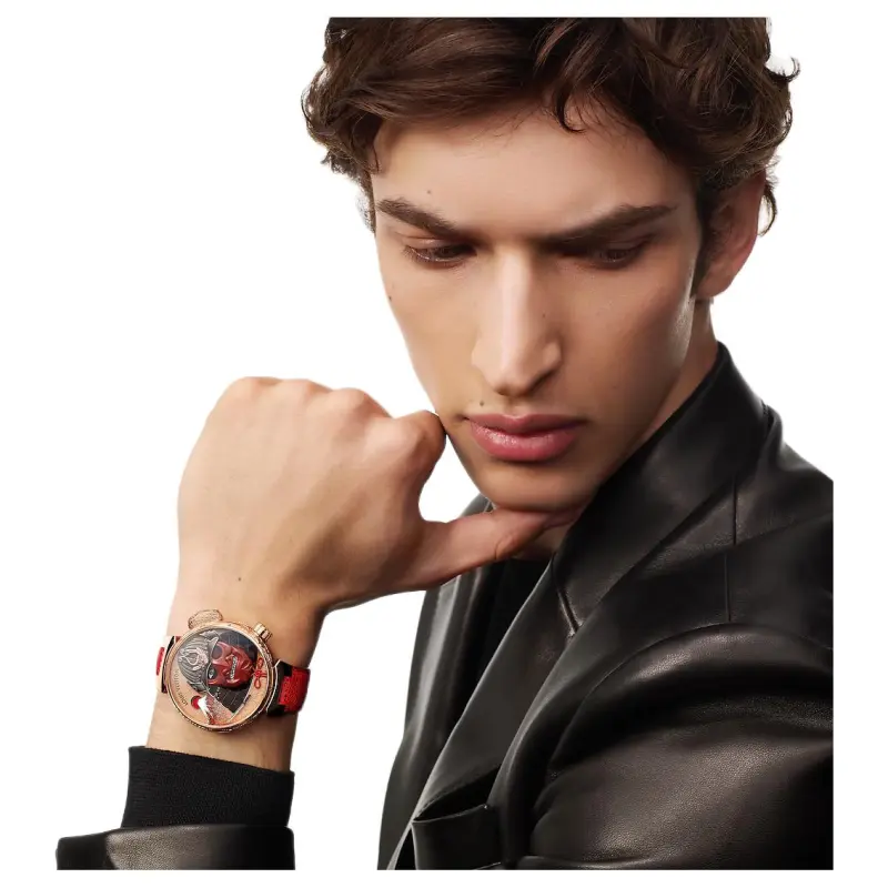 LOUIS VUITTON Wrist Watch Manual Mechanical Movement Cow Leather Strap 46.8mm Rose Gold Watch Dial Unisex-4
