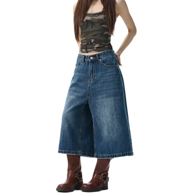 WLNEXT Cat Whisker Straight Fit Jeans With Loose Fit Design, Denim Style Shorts Unisex-3