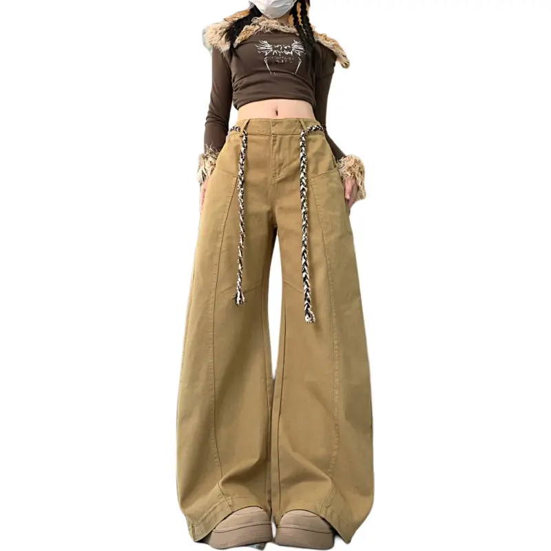 Mu Xiao Xin Casual Pants Women's Khaki-4