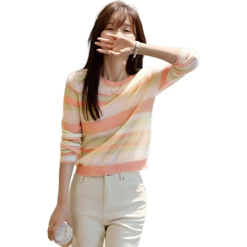 Mo Han Yi Mei Sweater Women's Multicolor Stripes-2