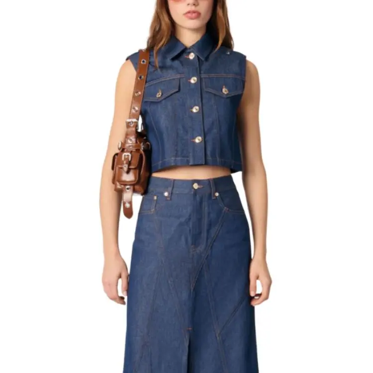 Maje Denim Cropped Gilet-1