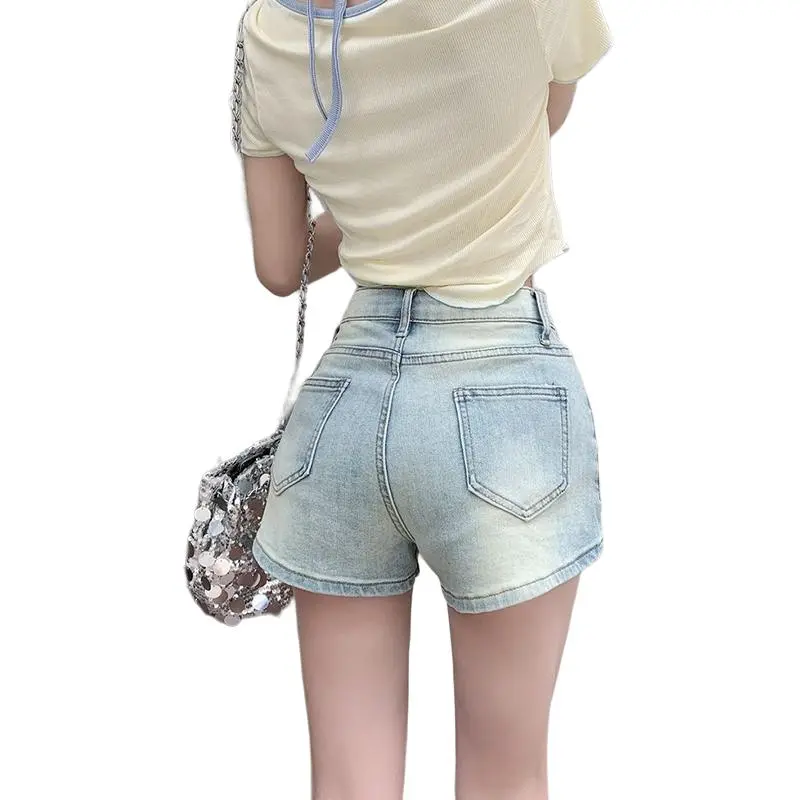 Garbege Denim Shorts Women's Blue-1