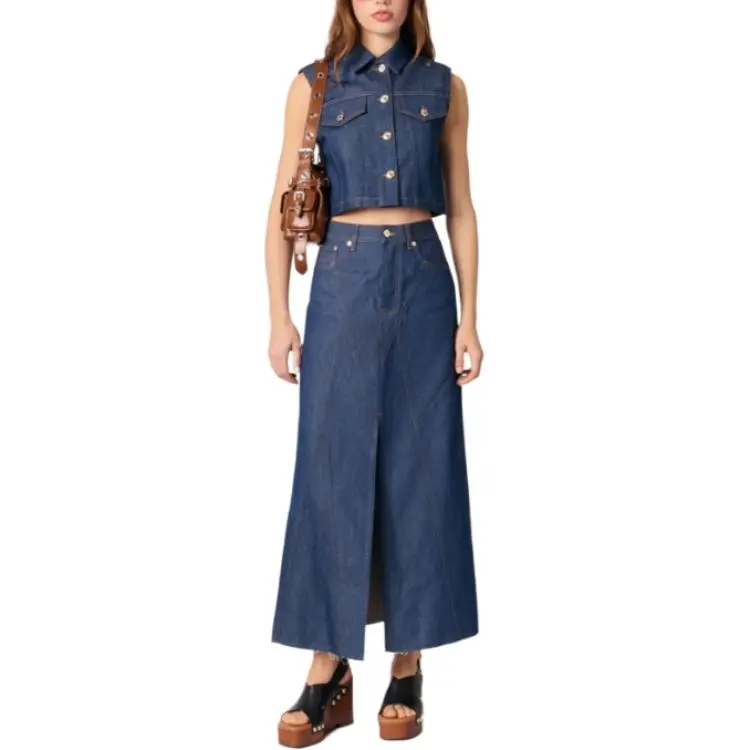 Maje Denim Cropped Gilet-4