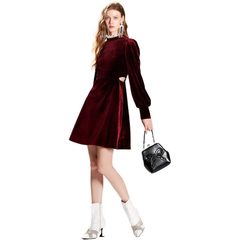 COCOON Long Sleeved Dress Women's Maroon-4