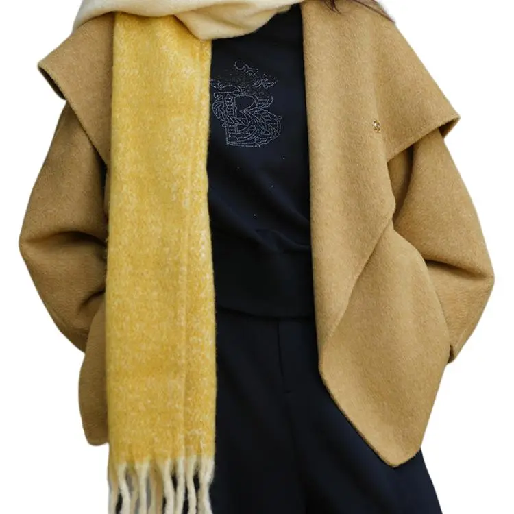 BESIONIA FW24 Cropped Coats Women's Yellow-4