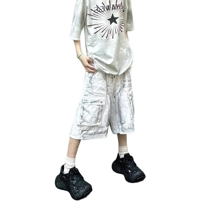 Weles Denim Shorts Unisex White-2
