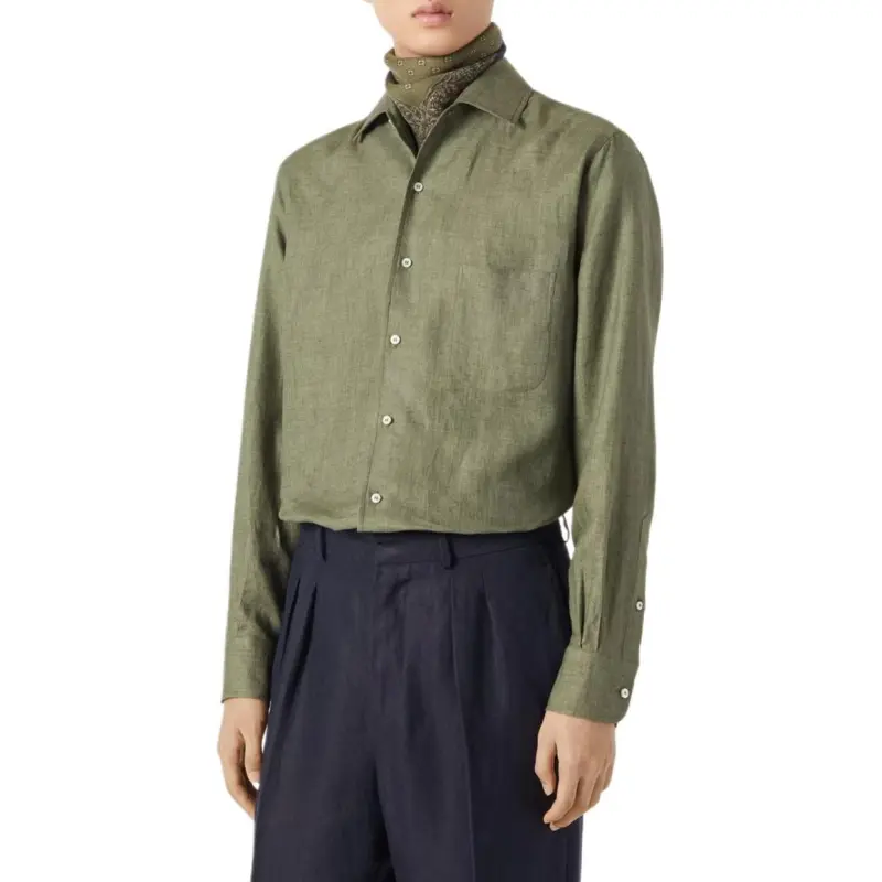 Loro Piana Shirt Men's Linen Green-2