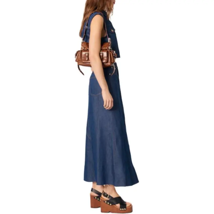 Maje Denim Cropped Gilet-3