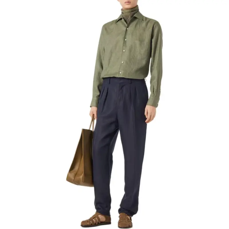 Loro Piana Shirt Men's Linen Green-3