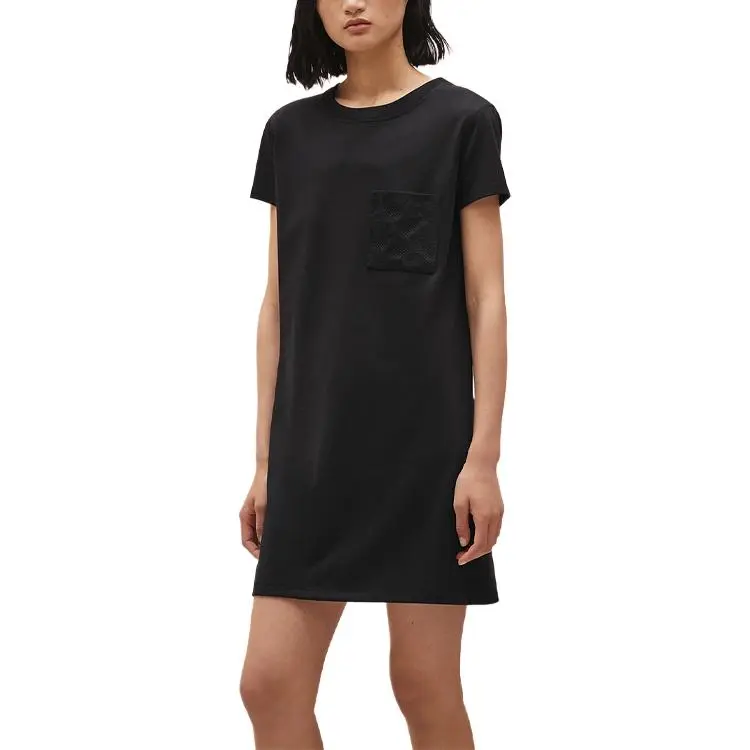 HERMES Short Sleeved Dress Women's Black-1