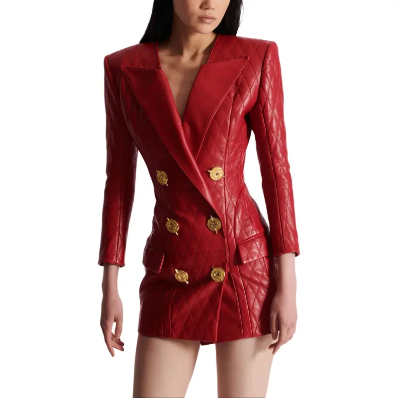 BALMAIN Short Quilted Leather Dress-5