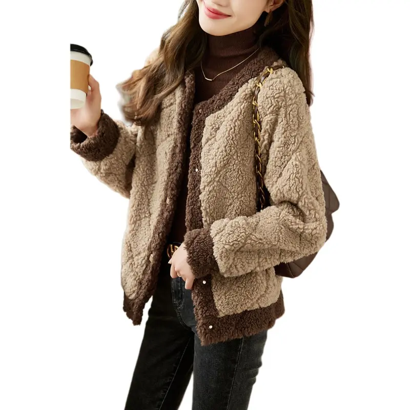 XWI Velvet feel Coat Women's Light Coffee-4