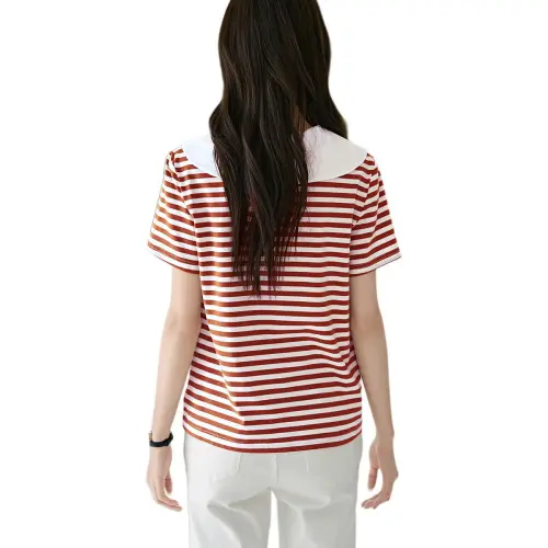 Mo Han Yi Mei T Shirt Women's Red & Ecru