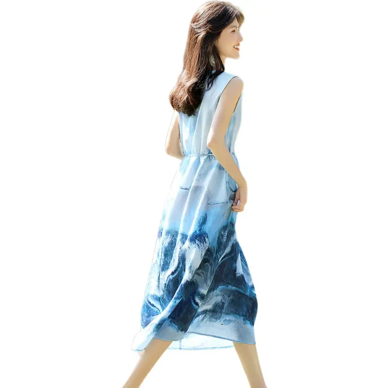 XWI Sleeveless Dresses Women's Ink Wash Blue-2