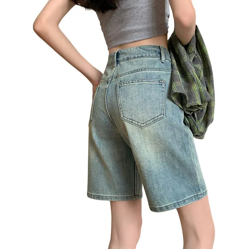 Ordifen Denim Shorts Women's Vintage Blue-1