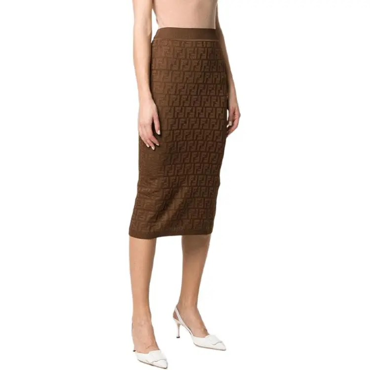 FENDI Casual Short Skirts Women's Brown-3
