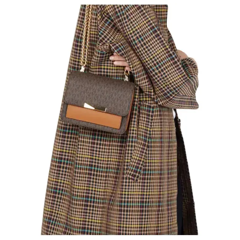 MICHAEL KORS Jade Leather Shoulder Bag Mini Women's Coffee Brown-3