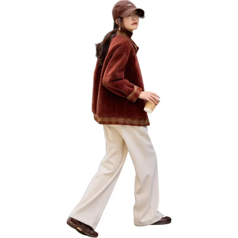 Mo Han Yi Mei Velvet feel Coat Women's Vintage Red-1