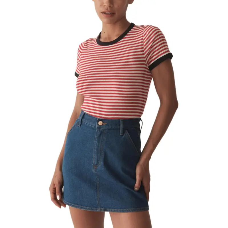 DOEN T Shirts Women's Red Nantucket Stripes-2