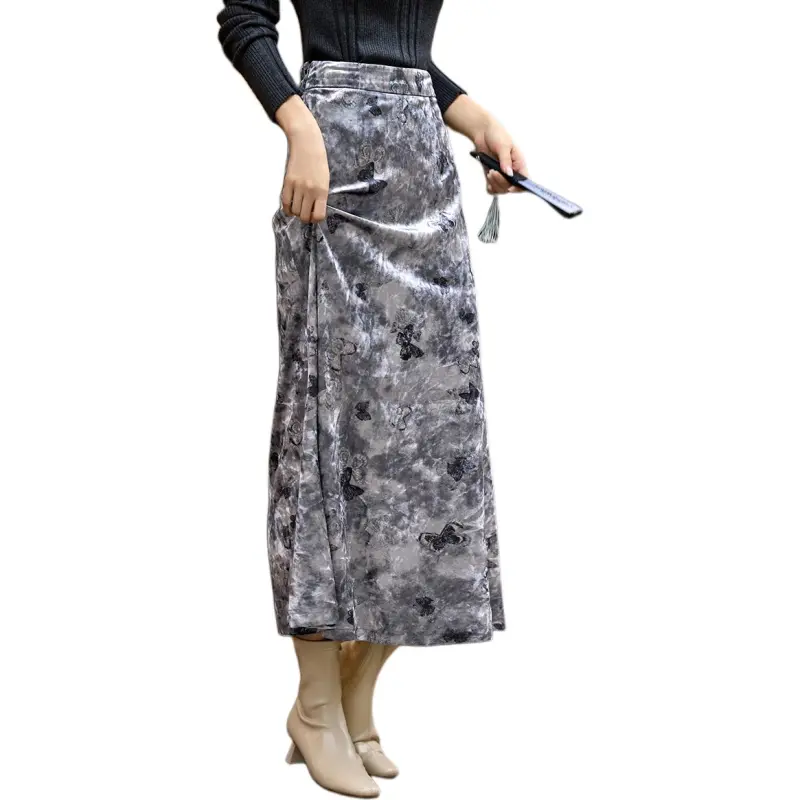 XWI Casual Long Skirts Women's Silver Gray-4