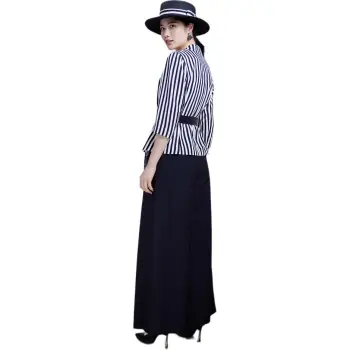 BBLLUUEE Business Suit Women's Black White Stripes