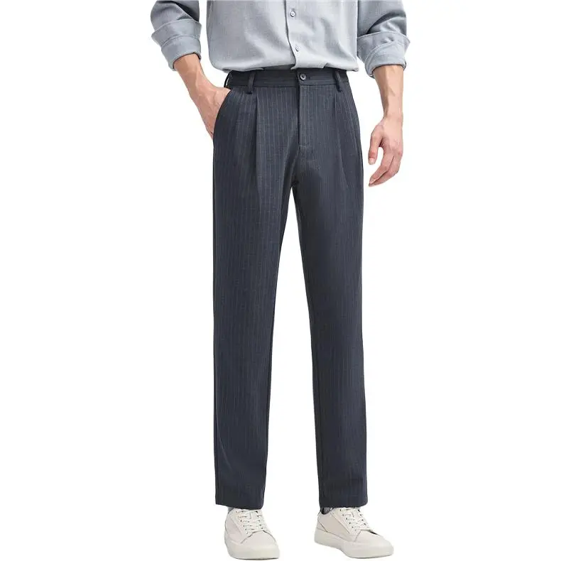 UNIQLO Suit Trousers Men 08 Stripes Gray-7