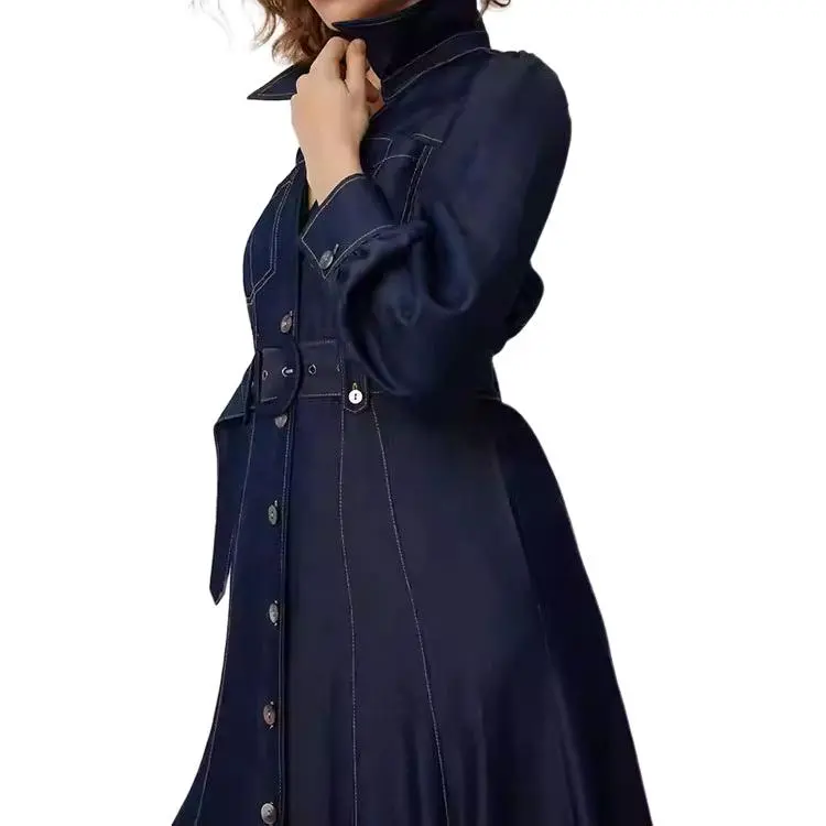 Diane Von Furstenberg SS25 Long Sleeved Dress Women's Dark Blue-5