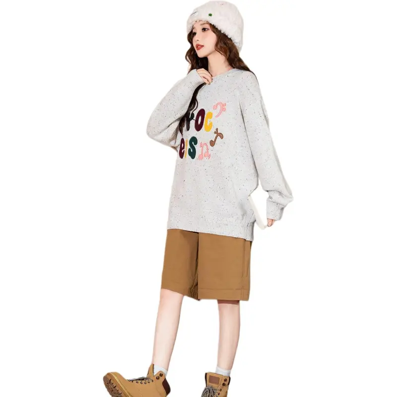 Tonlion Sweater Women's Light Beige Apricot-1