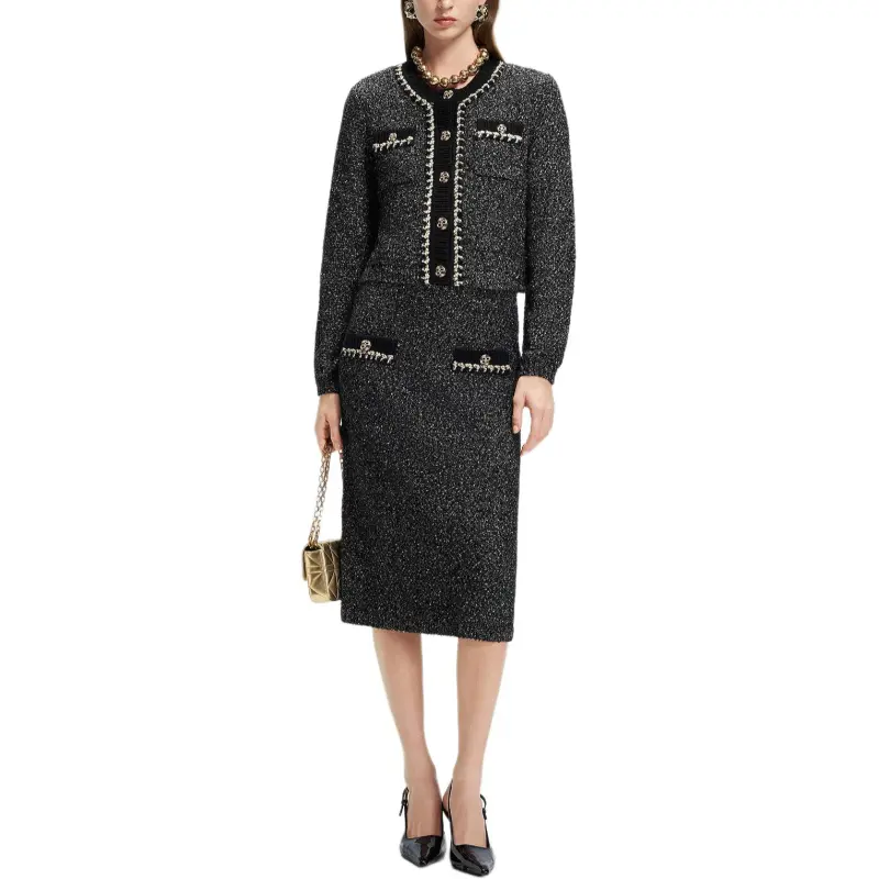 KARL LAGERFELD SS25 Knit Long Skirt Women's Black-1