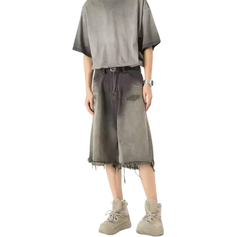 KVIV Denim Shorts Men Black--2