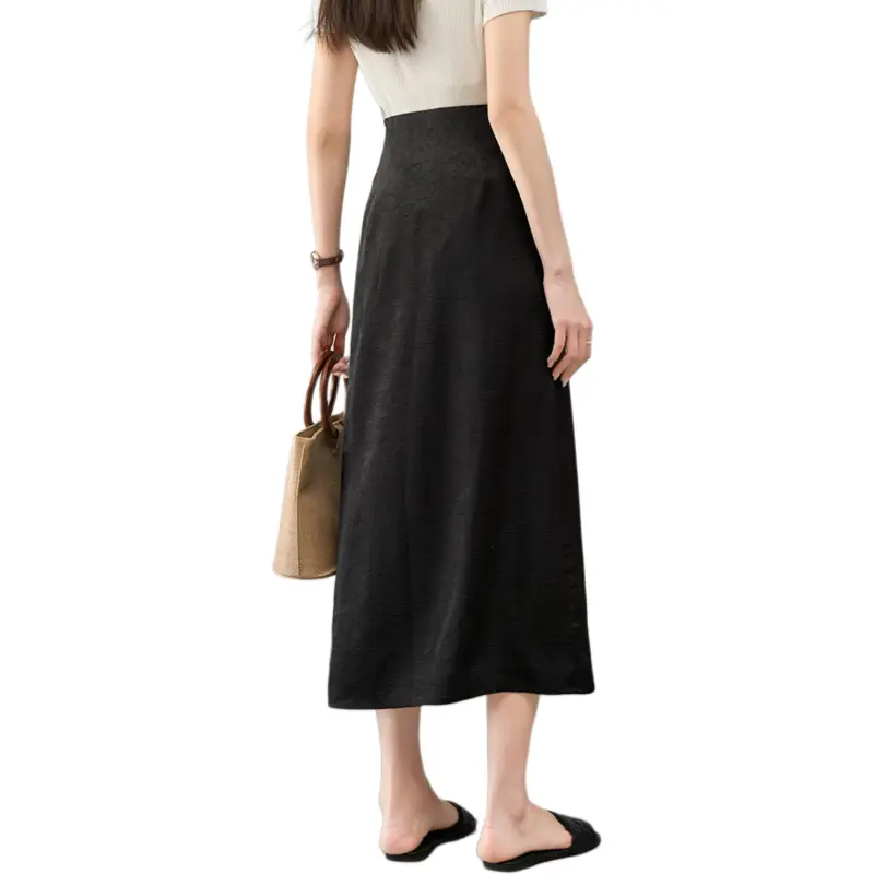 YALIDA Casual Long Skirt Women's Elegant Black-1