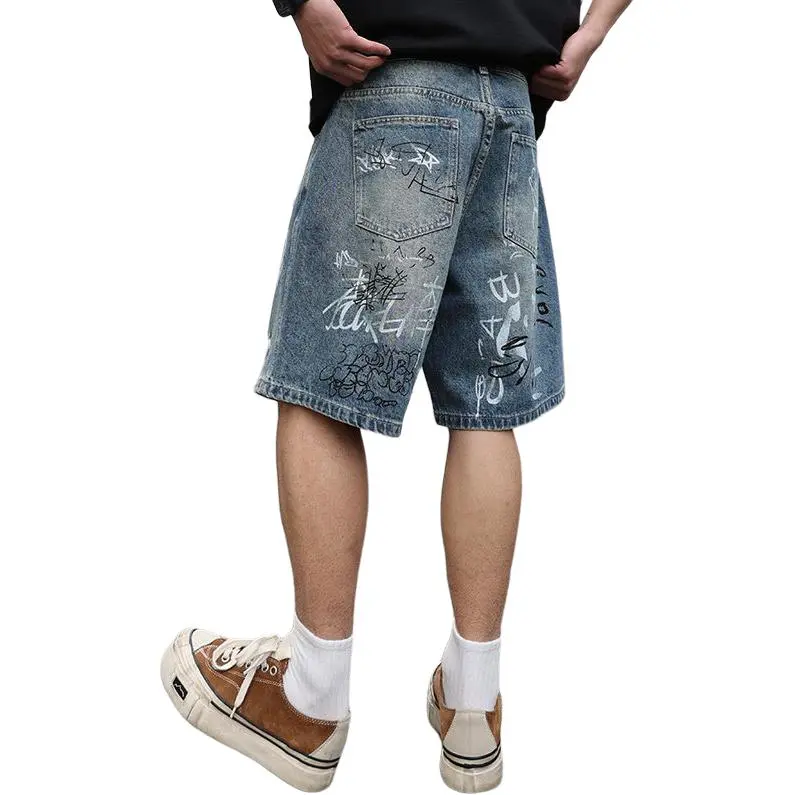 SONGS ALONG Denim Shorts Unisex Nostalgic Blue-1