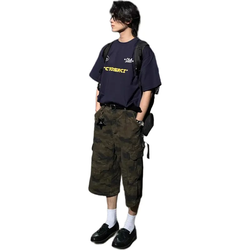 DUATOGE Denim Shorts Men Camouflage -1