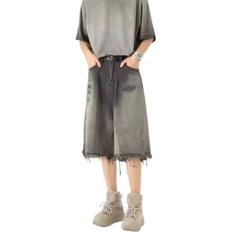 KVIV Denim Shorts Men Black--3
