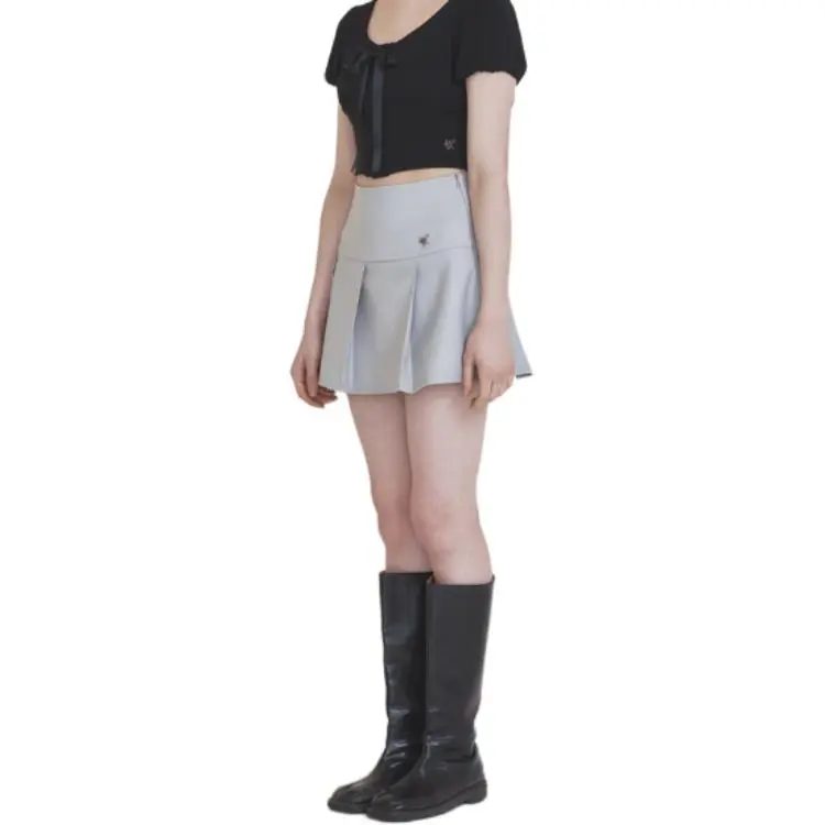 NOT YOUR ROSE SS25 Celina Skirt Grey Casual Short Skirts Women's Grey/Gray-4