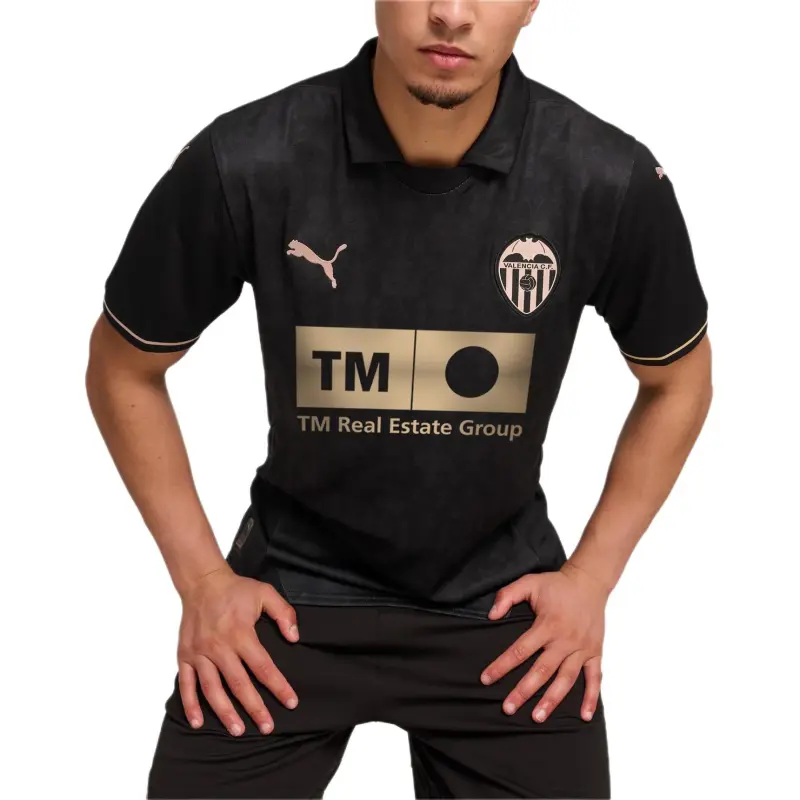 PUMA Valencia CF SS24 24/25 Away Jersey Soccer Jerseys Men's Black Yellow-2