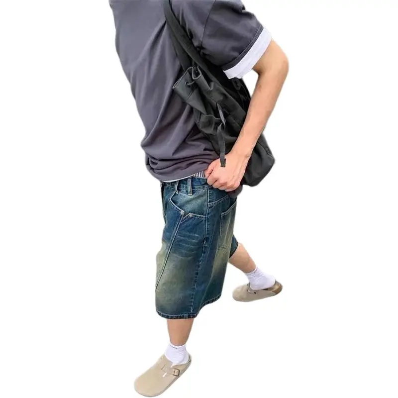 KVIV Denim Shorts Men Vintage Blue -3