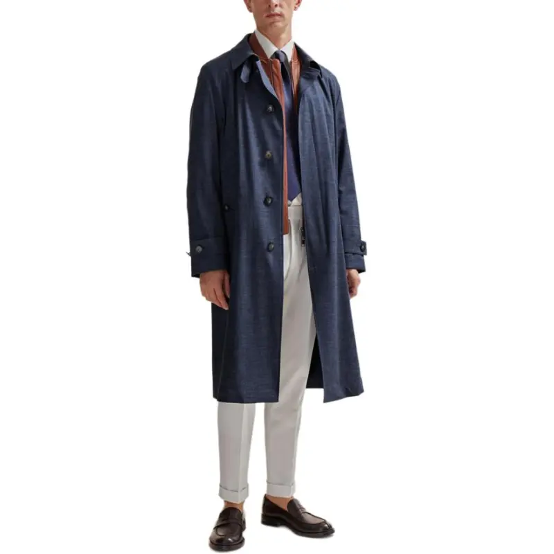 HUGO BOSS Regular-Fit Coat In A Virgin-Wool Blend Coats Men's Blue-4