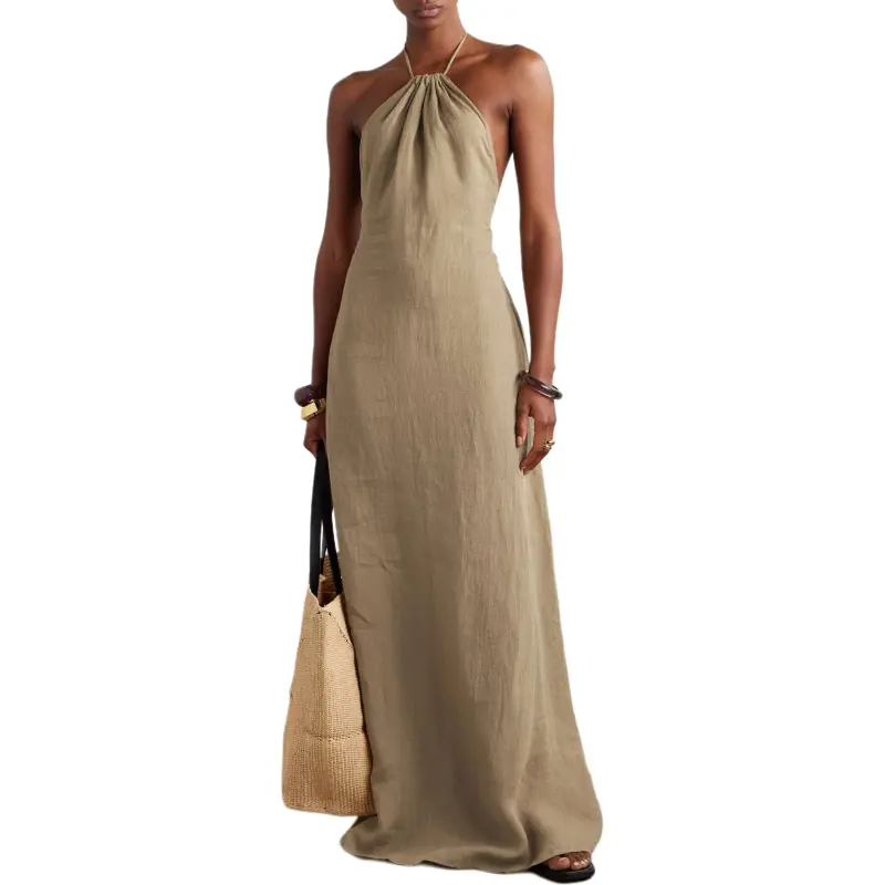NILI LOTAN Slip Dress Women's Beige-1