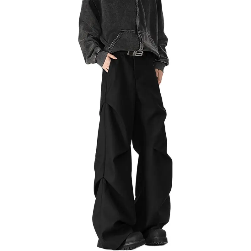 BENGEN Casual Pants Unisex Black-3