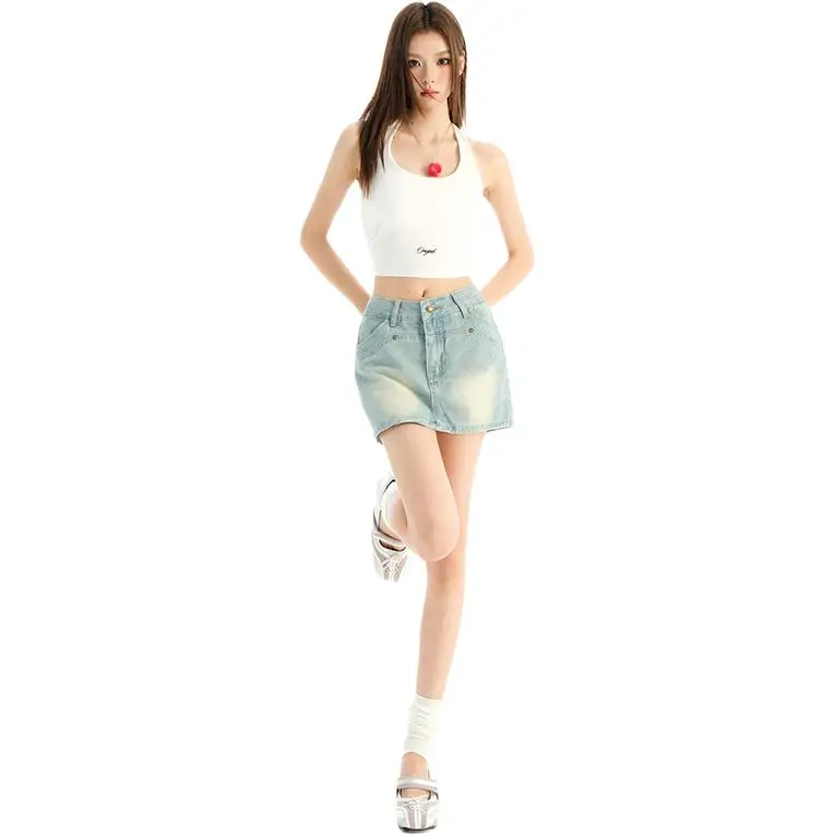 Rose Denim Short Skirts Women's-4