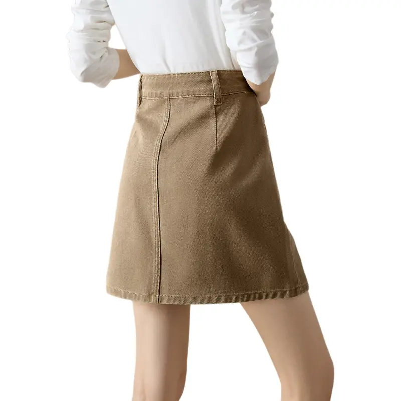 Mo Han Yi Mei Denim Short Skirts Women's Khaki-3