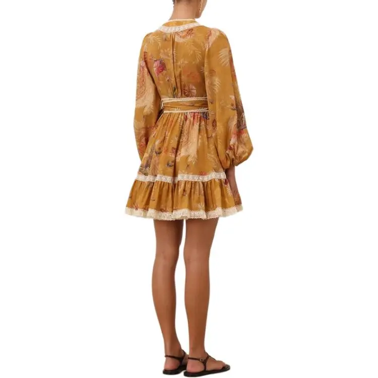 Zimmermann SS25 Long Sleeved Dress Women's Yellow-3