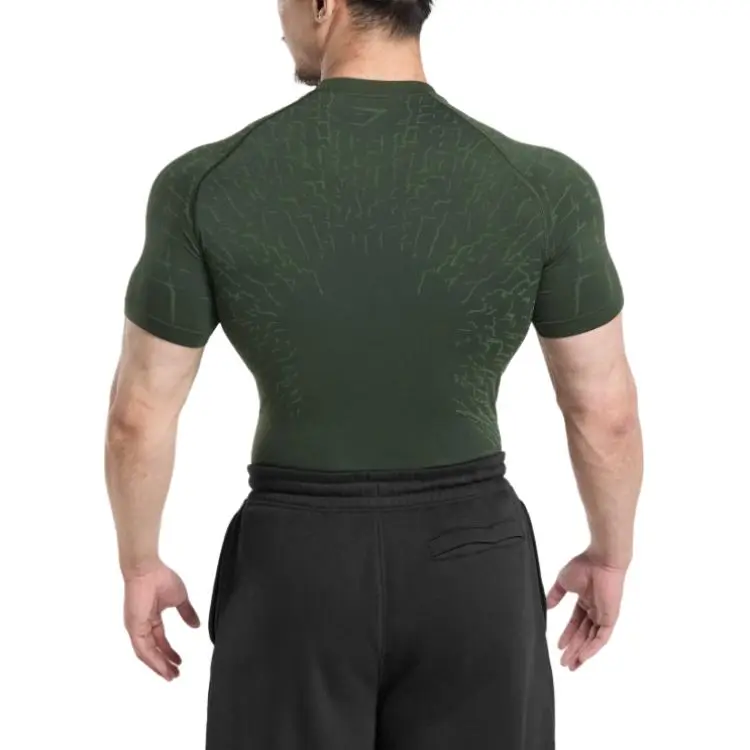 GYMSHARK Tectonic Seamless T Shirt Men's Trail Green/Classic Green-1