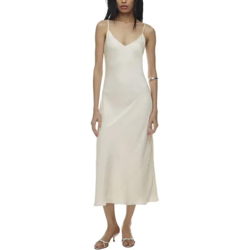 ARITZIA Wilfred New Only Slip Satin Maxi Dress Slip Dresses Women's Light Birch/Light Birch-2
