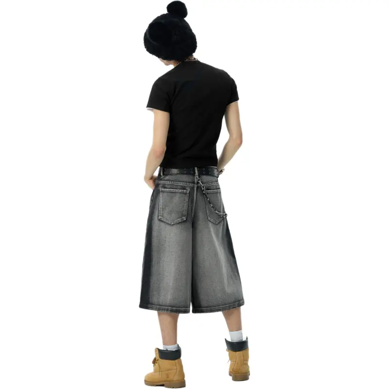 JHYQ Denim Shorts Unisex Black-1