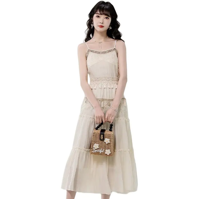 La Chapelle Slip Dresses Women's Apricot-2